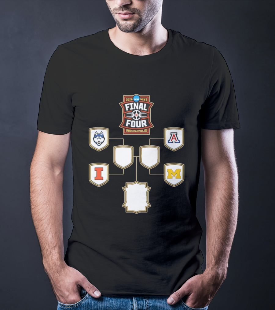 2026 NCAA Men's Final Four Indianapolis UConn Arizona Illinois Michigan Basketball Bracket T-Shirt