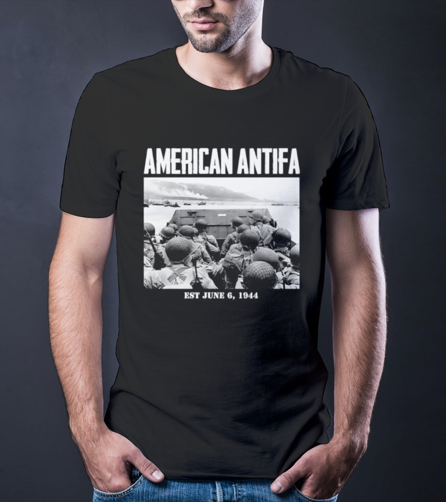 American Antifa Est June 6 1944 D Day Historical Reference T-Shirt