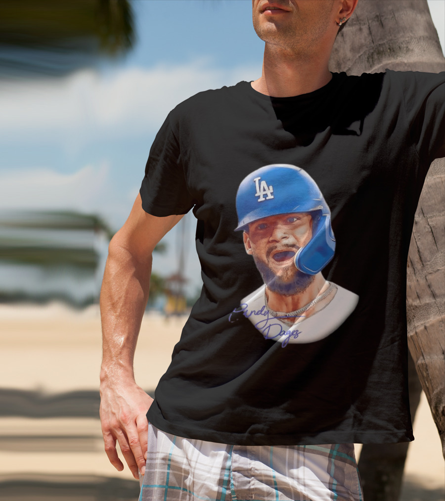 Andy Pages Los Angeles Dodgers MLB 2026 Big Face LA Helmet T-Shirt