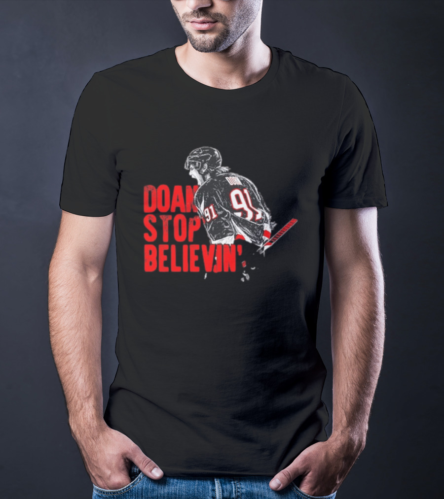 Josh Doan Stop Believin' Number 91 NHL Hockey T-Shirt