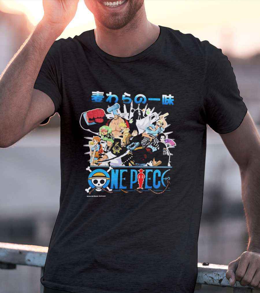One Piece Straw Hat Pirates Anime Characters Collage T-Shirt
