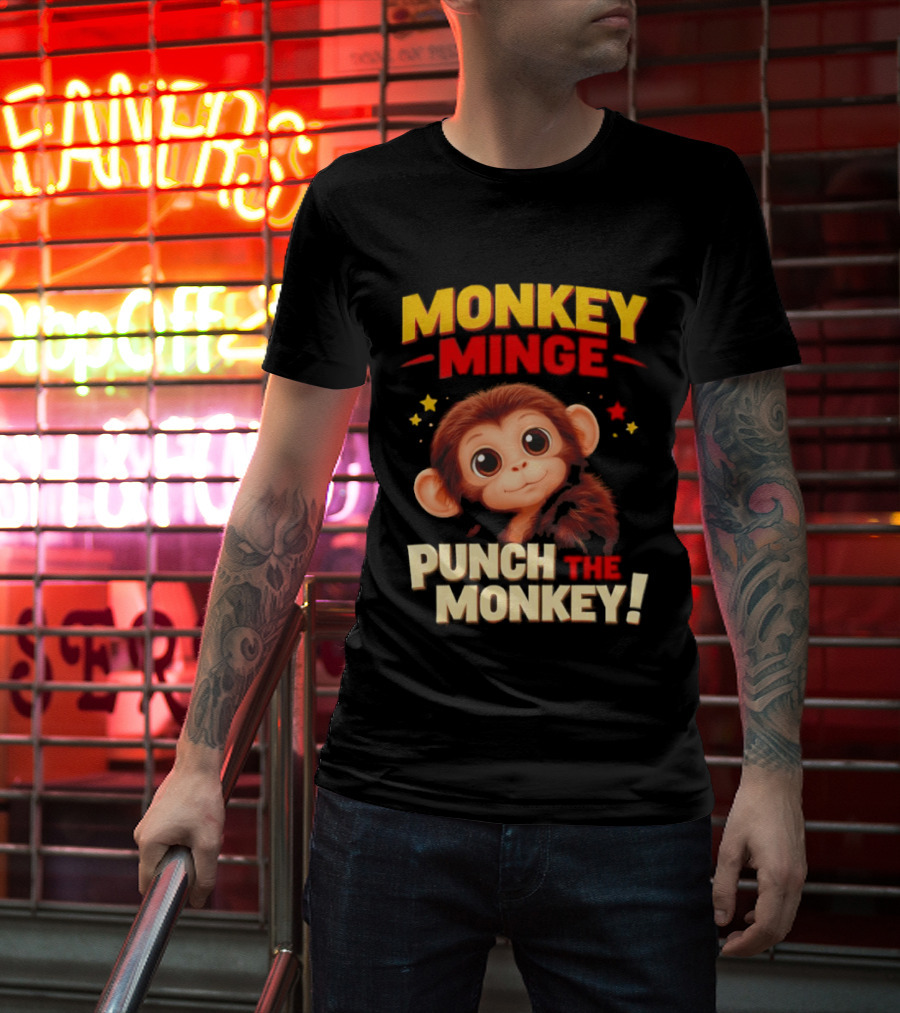 Monkey Minge Punch That Monkey Cute Cartoon Monkey T-Shirt