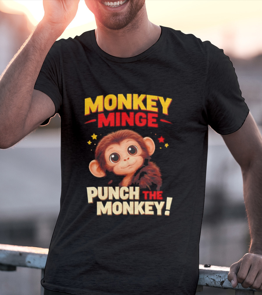 Monkey Minge Punch That Monkey Cute Cartoon Monkey T-Shirt