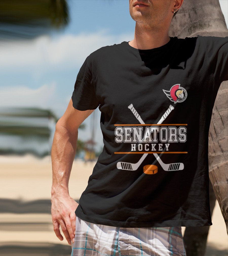Ottawa Senators Hockey NHL Crossed Sticks T-Shirt