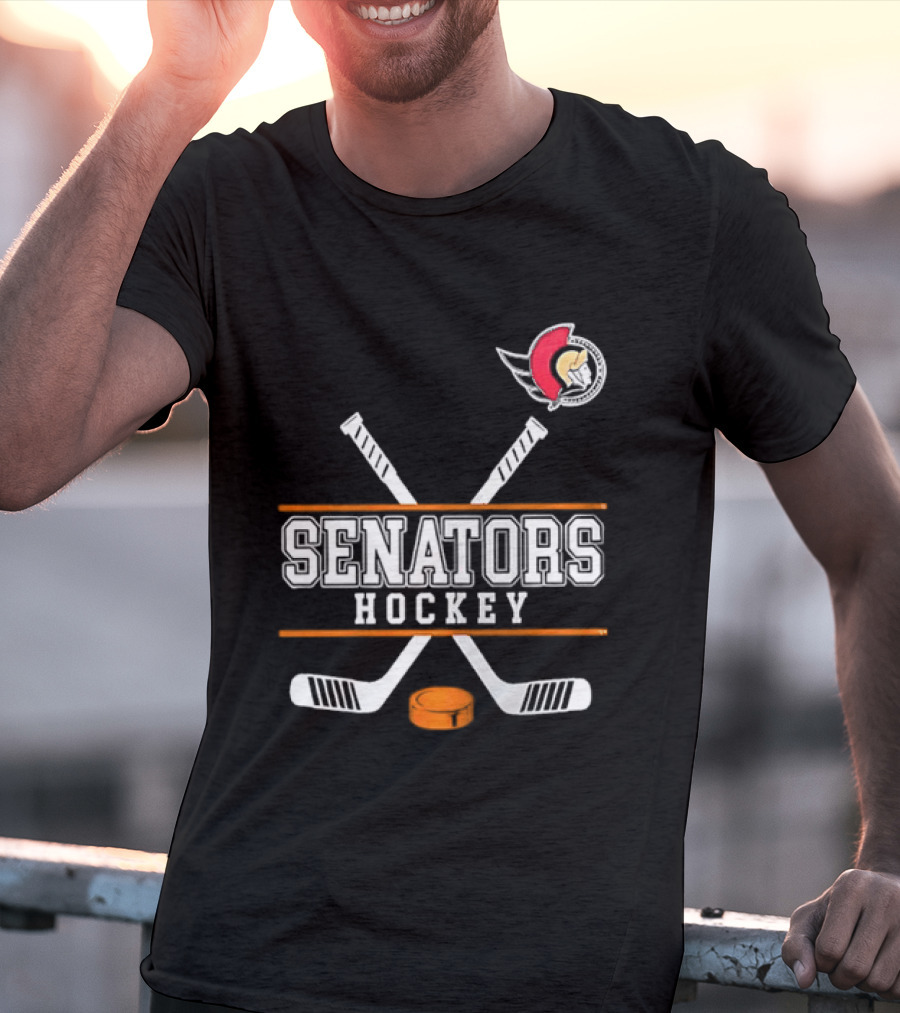 Ottawa Senators Hockey NHL Crossed Sticks T-Shirt