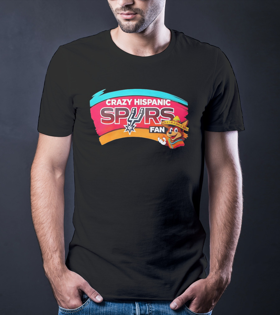 Crazy Hispanic San Antonio Spurs Fan Cartoon T-Shirt
