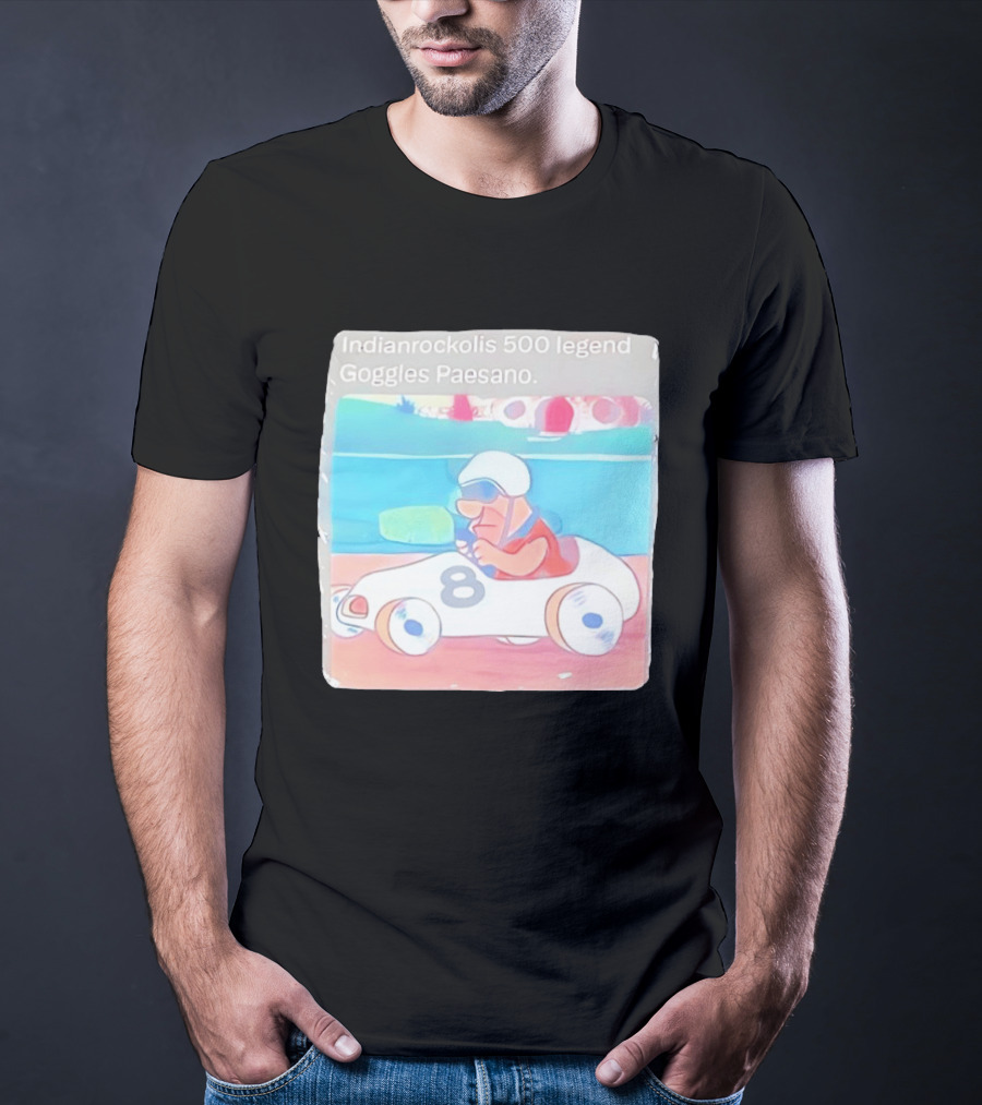 Indianrockolis 500 Legend Goggles Paesano Racing Car Number 8 T-Shirt