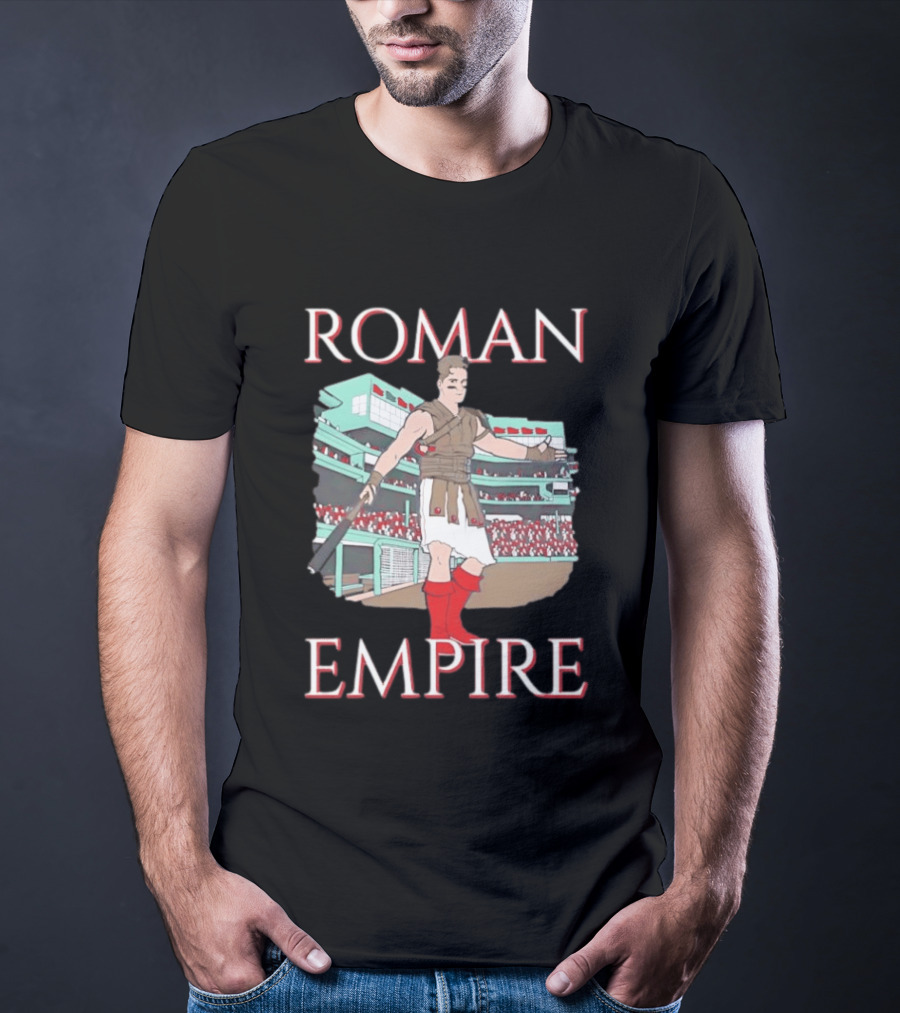 Roman Empire Baseball Field Cartoon Player In Ancient Gladiator Outfit T-Shirt