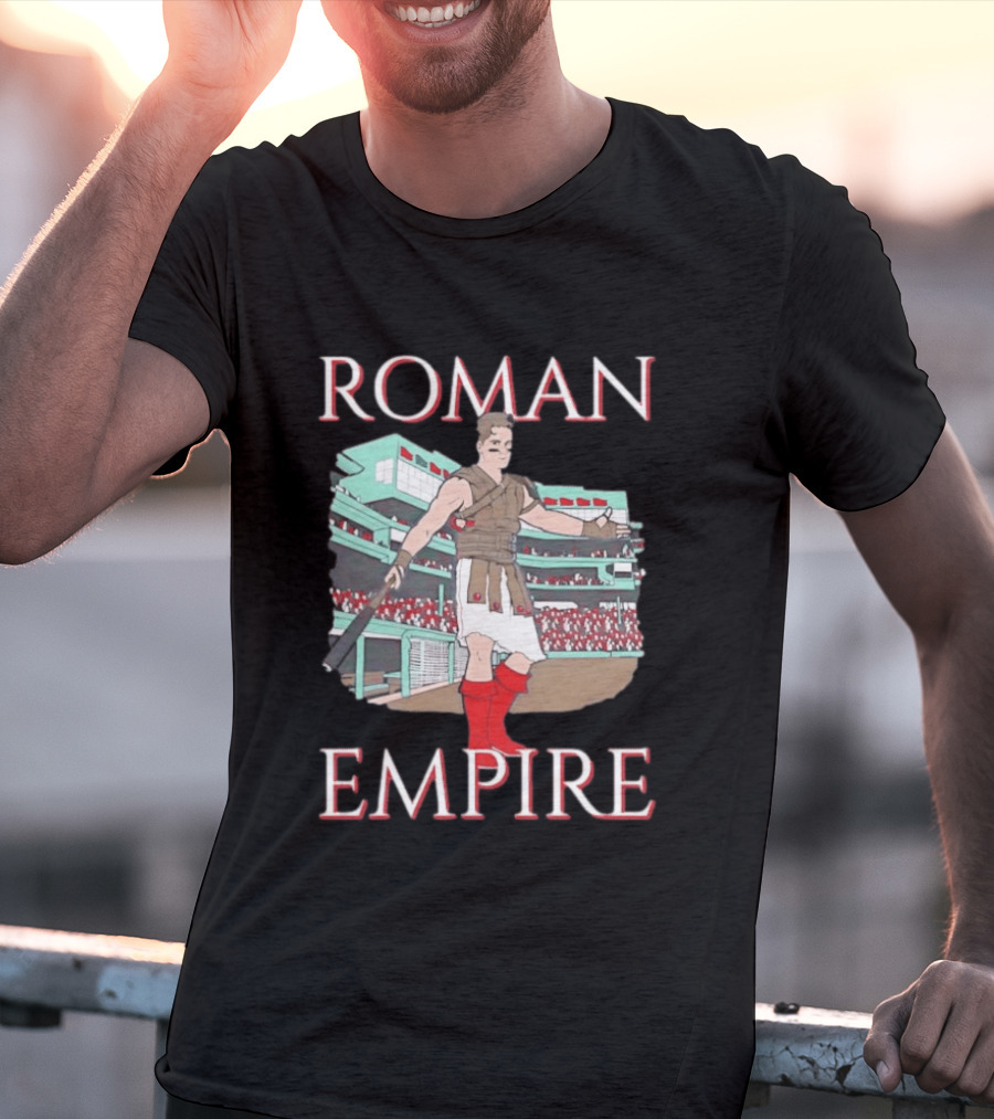 Roman Empire Baseball Field Cartoon Player In Ancient Gladiator Outfit T-Shirt