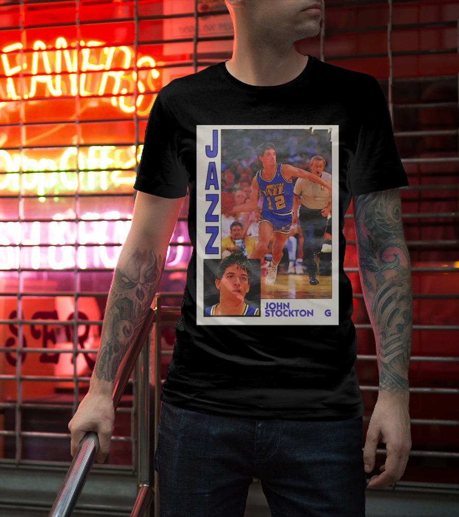 John Stockton Utah Jazz 1992 Basketball Card Vintage NBA Memorabilia T-Shirt