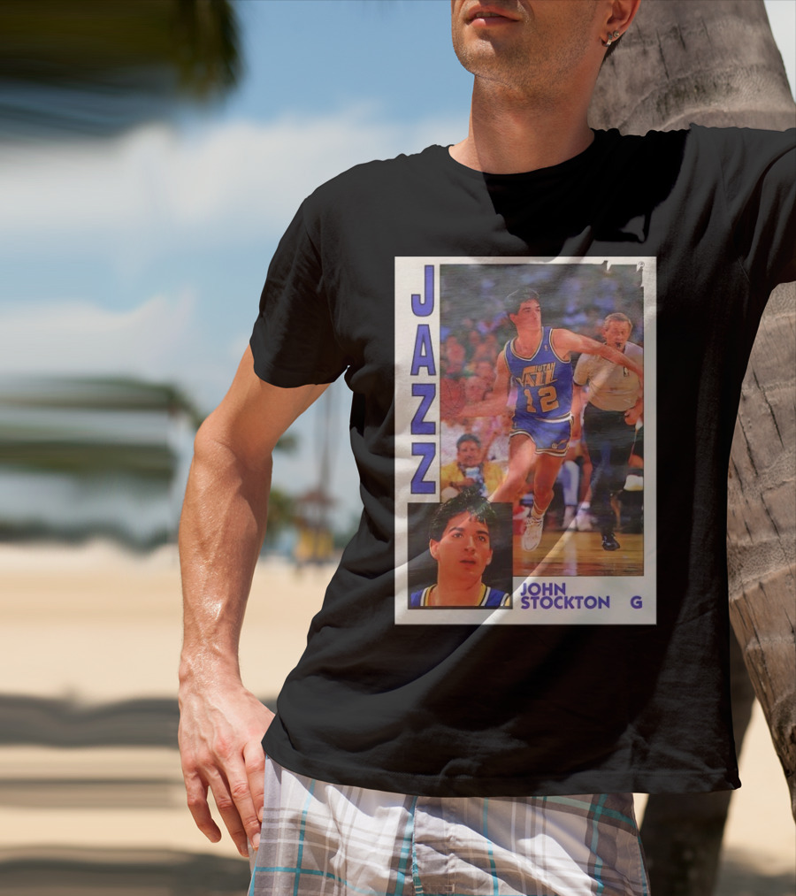 John Stockton Utah Jazz 1992 Basketball Card Vintage NBA Memorabilia T-Shirt
