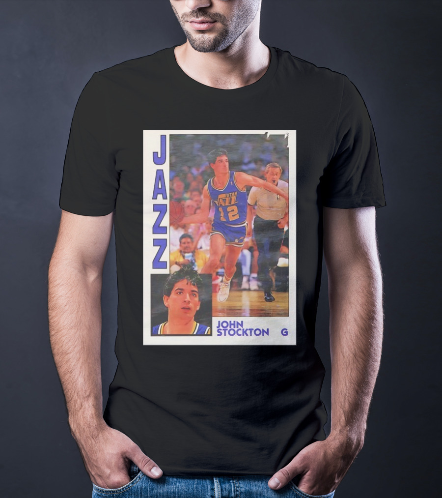 John Stockton Utah Jazz 1992 Basketball Card Vintage NBA Memorabilia T-Shirt