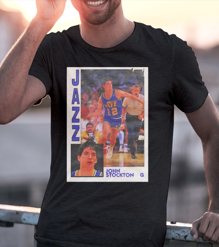 John Stockton Utah Jazz 1992 Basketball Card Vintage NBA Memorabilia T-Shirt
