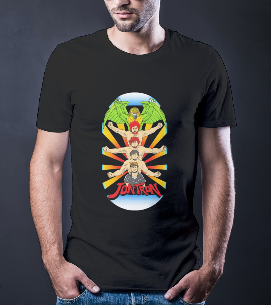 JonTron Characters Cartoon With Green Parrot T-Shirt