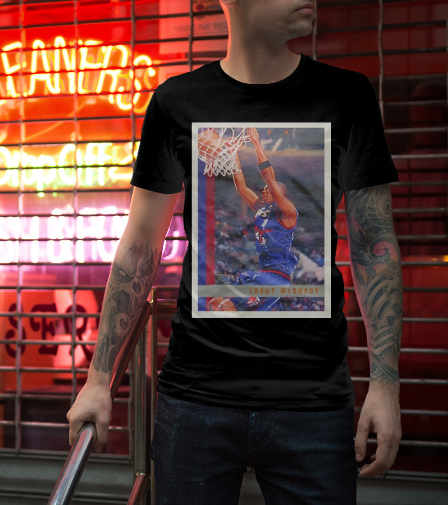 Tracy McGrady Toronto Raptors 1996 Basketball Card Dunk Slam T-Shirt
