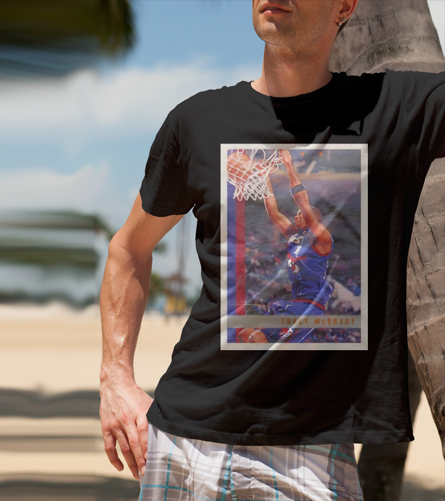 Tracy McGrady Toronto Raptors 1996 Basketball Card Dunk Slam T-Shirt