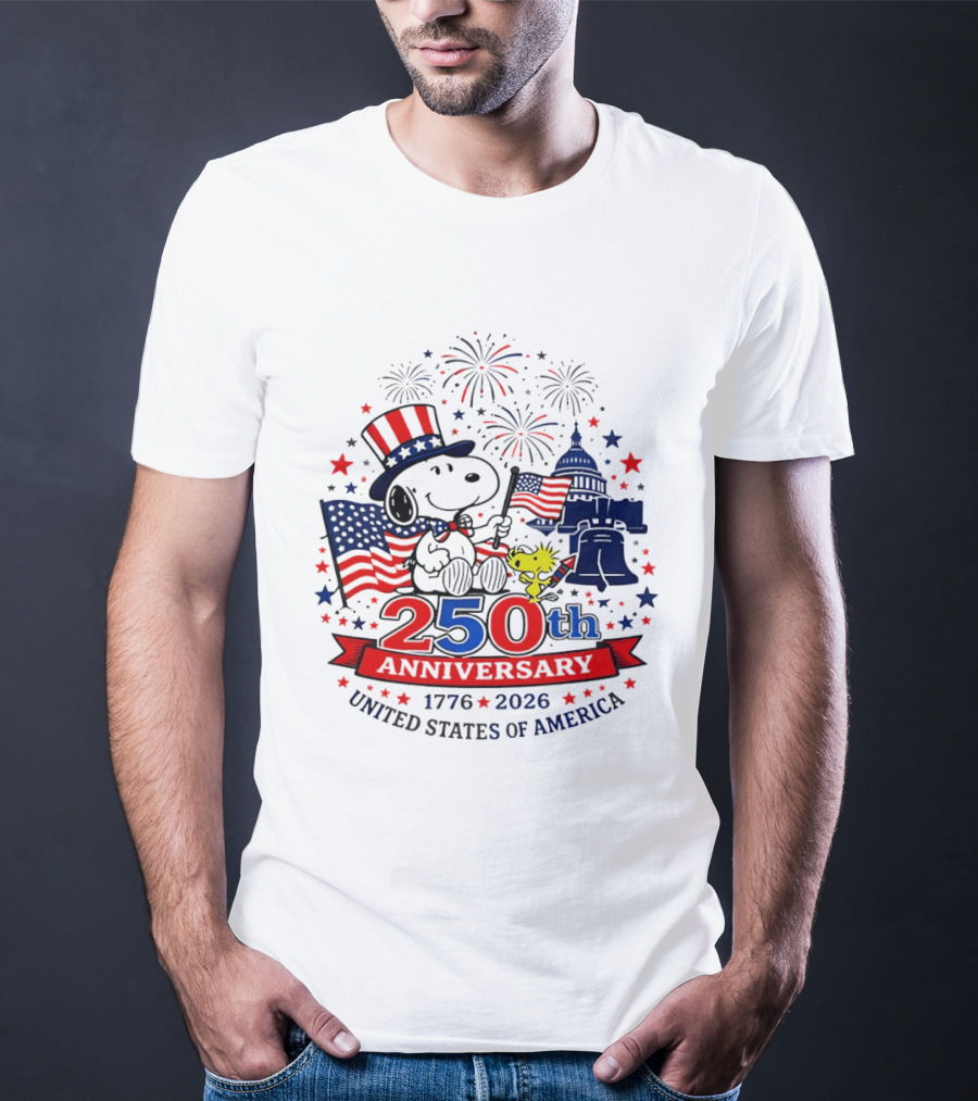 Snoopy 250th Anniversary 1776 2026 Patriotic Celebration United States Of America T-Shirt