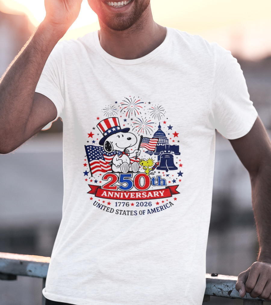 Snoopy 250th Anniversary 1776 2026 Patriotic Celebration United States Of America T-Shirt