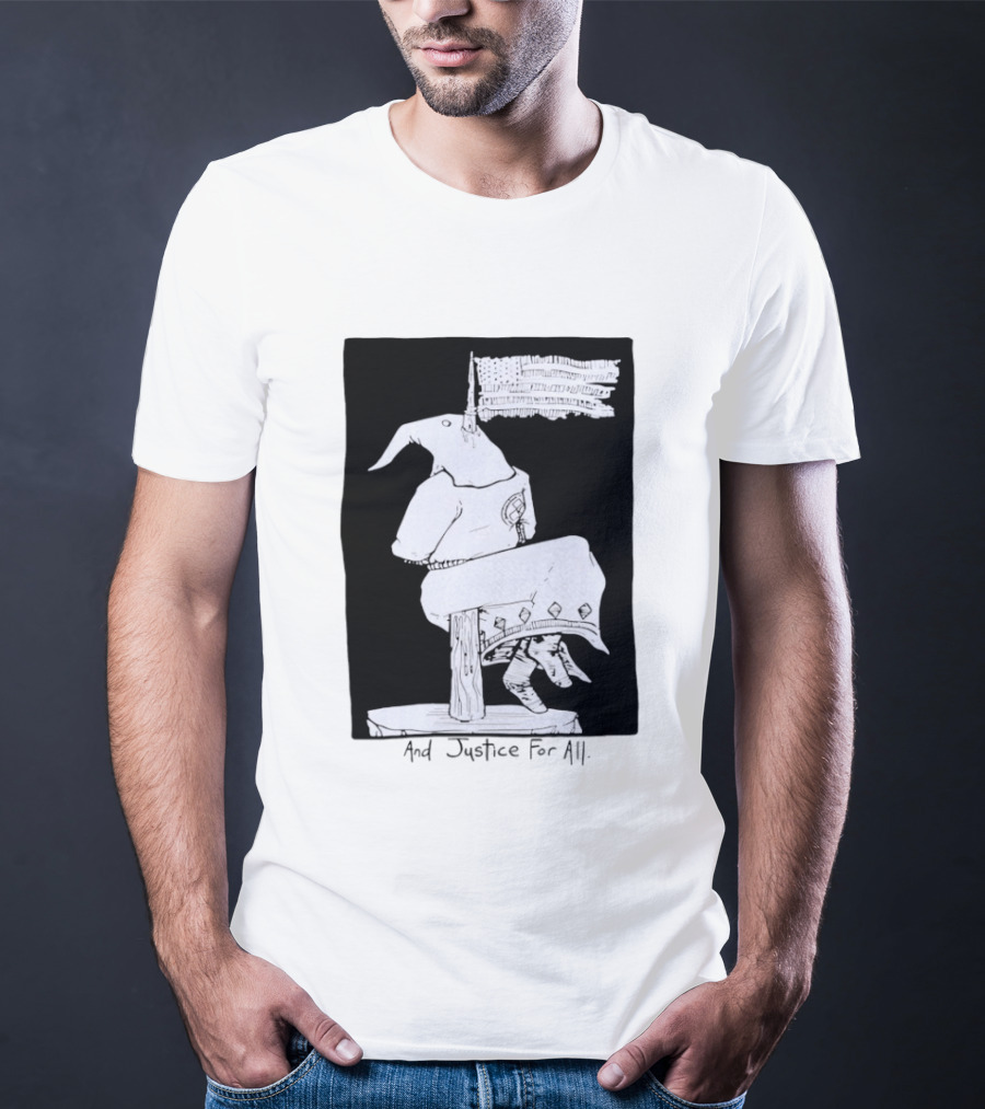 Anti Ku Klux Klan And Justice For All Hanging Effigy With Flag T-Shirt