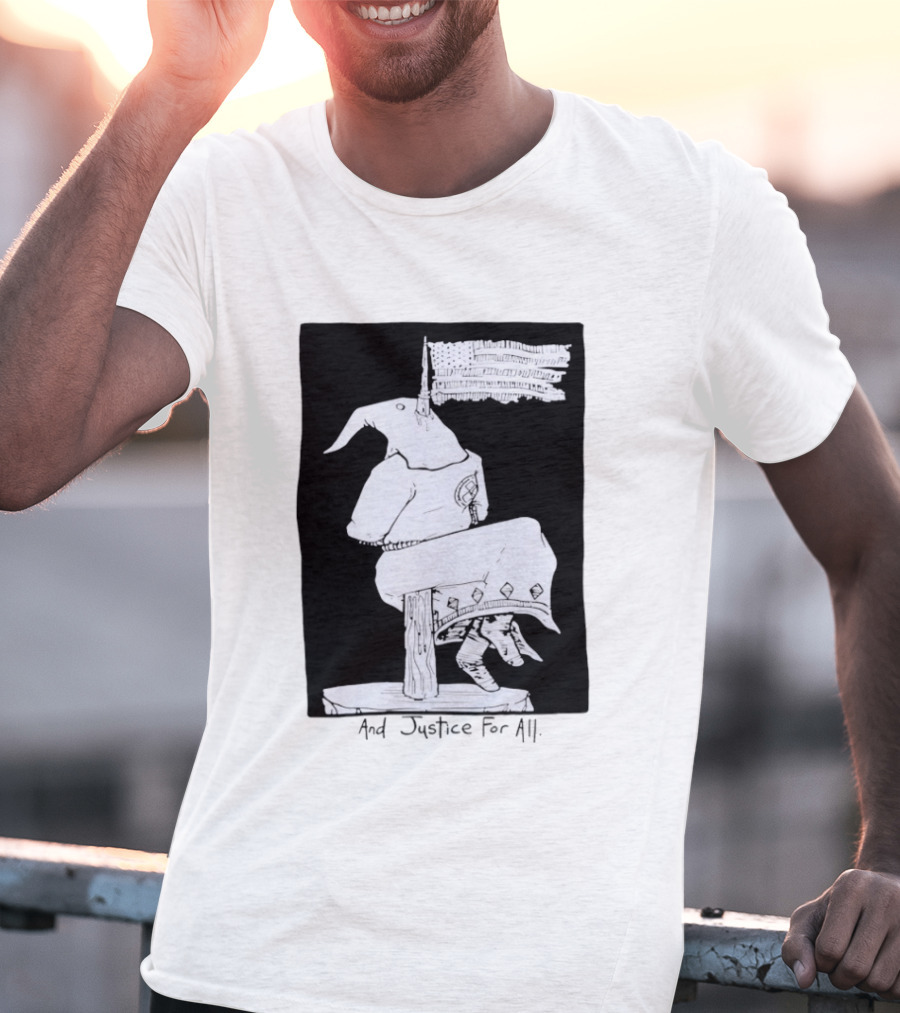 Anti Ku Klux Klan And Justice For All Hanging Effigy With Flag T-Shirt