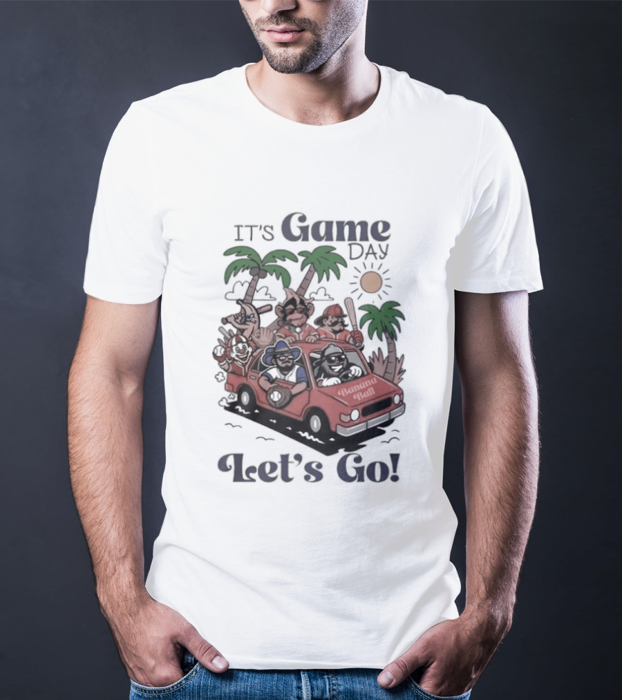 It's Game Day Let's Go Banana Ball Van And Palm Trees Adventure T-Shirt