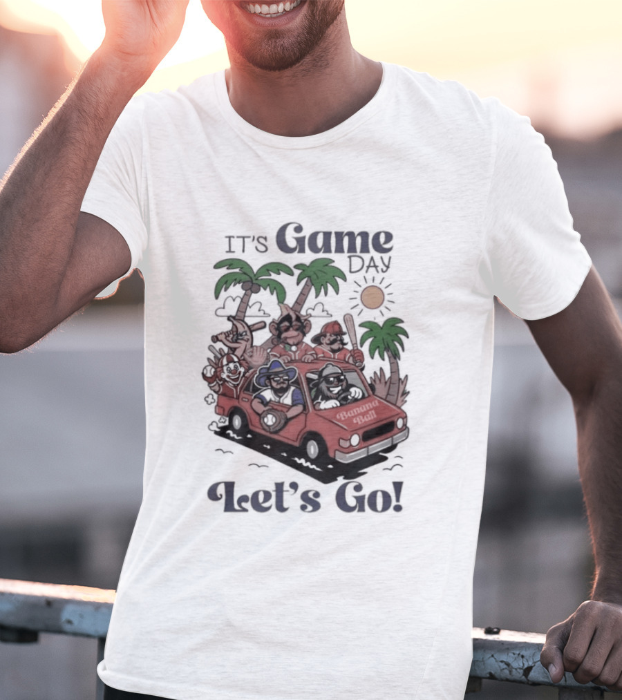 It's Game Day Let's Go Banana Ball Van And Palm Trees Adventure T-Shirt