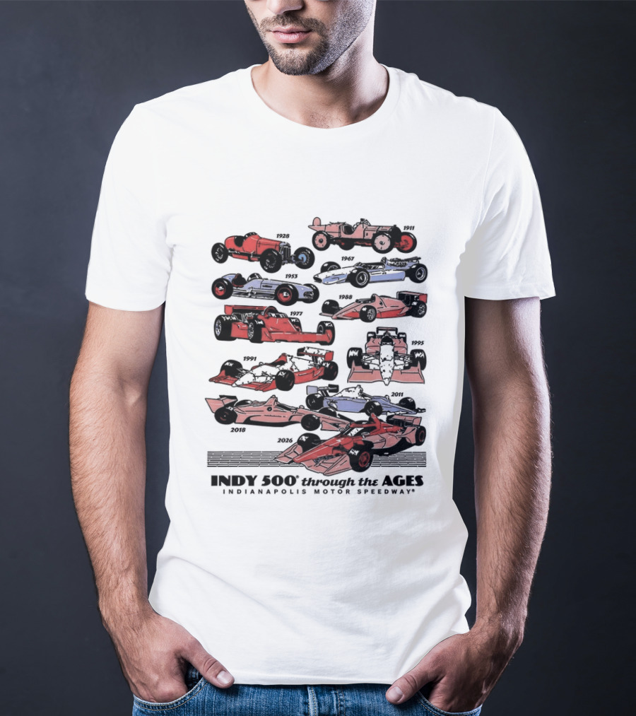 Indy 500 Through The Ages 2026 Racing Cars Evolution T-Shirt
