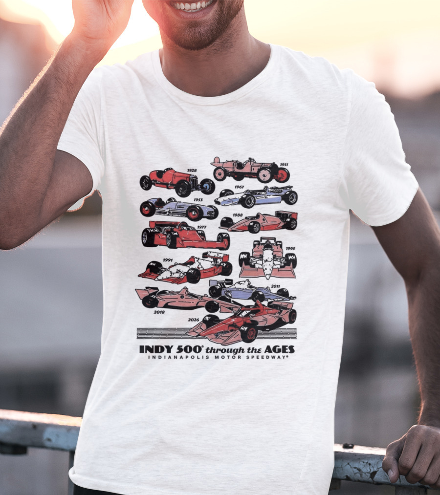 Indy 500 Through The Ages 2026 Racing Cars Evolution T-Shirt