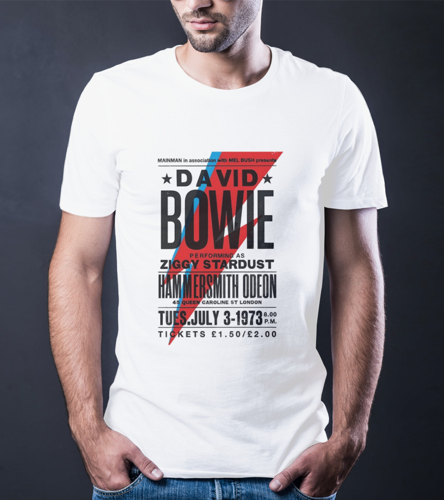 David Bowie Performing As Ziggy Stardust Hammersmith Odeon London July 3 1973 T-Shirt