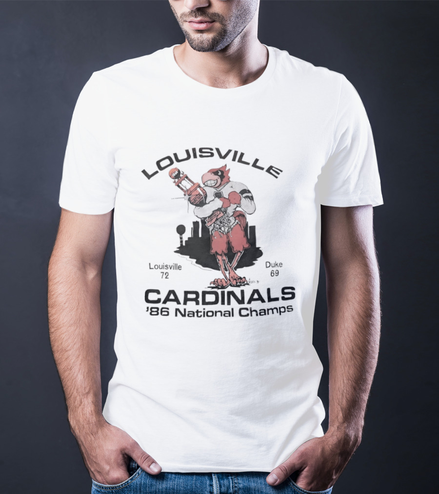 Louisville Cardinals 1986 National Champs Skyline Trophy T-Shirt