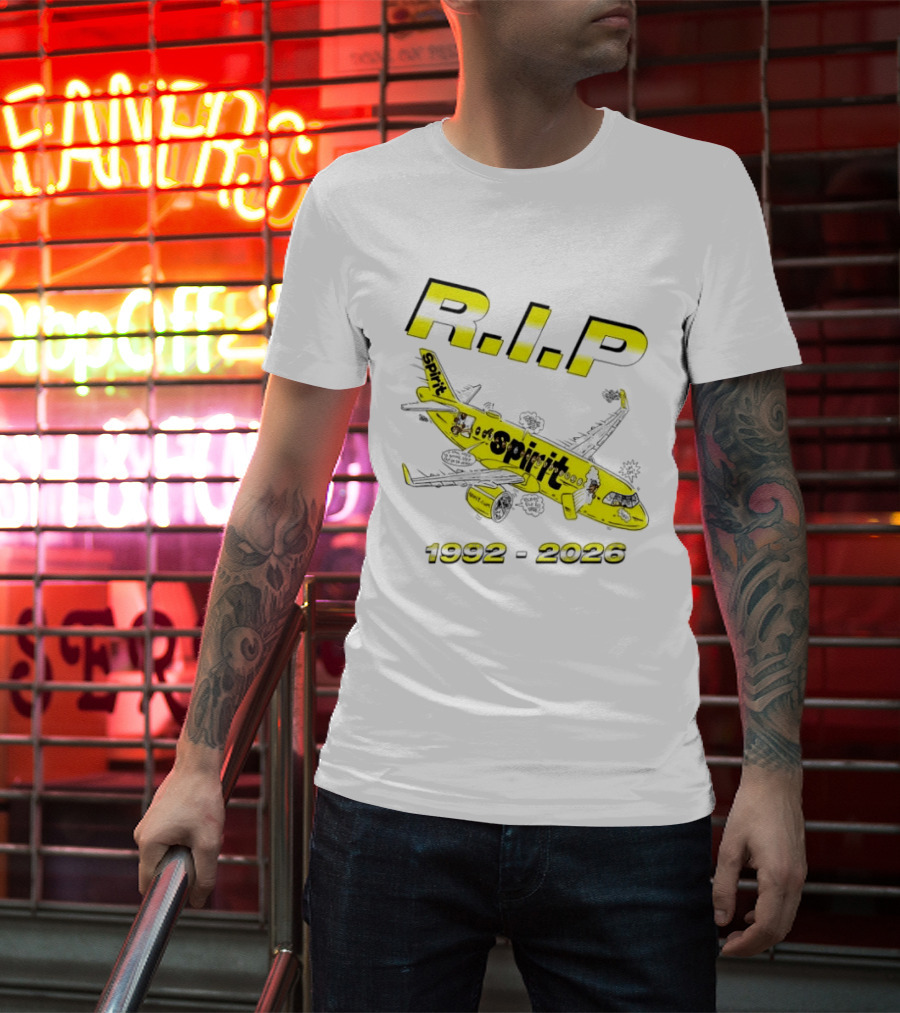 RIP Spirit Airlines 1992 2026 Yellow Plane Cartoon T-Shirt