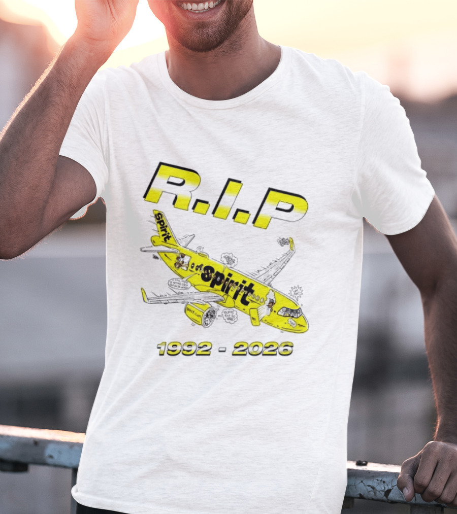 RIP Spirit Airlines 1992 2026 Yellow Plane Cartoon T-Shirt
