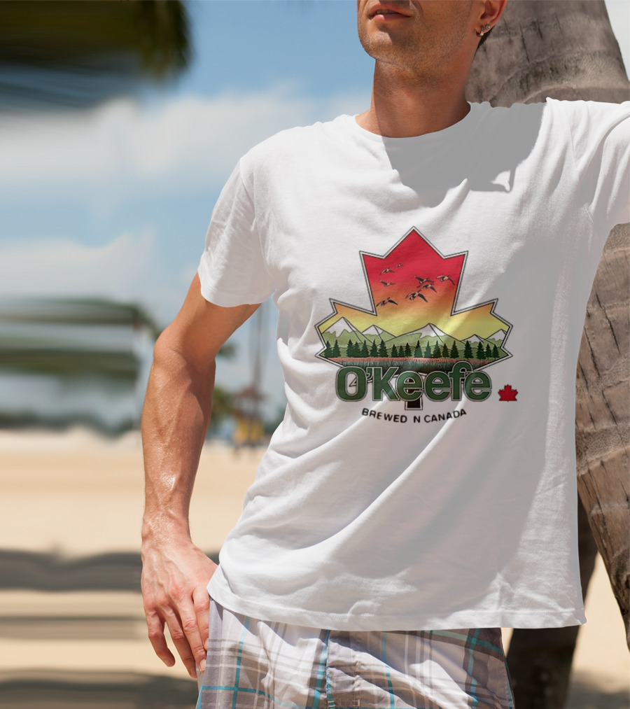 O'Keefe Brewed In Canada Maple Leaf Mountains And Geese T-Shirt