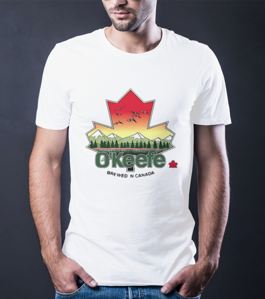 O'Keefe Brewed In Canada Maple Leaf Mountains And Geese T-Shirt