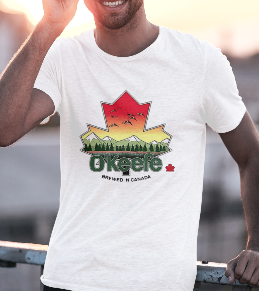 O'Keefe Brewed In Canada Maple Leaf Mountains And Geese T-Shirt