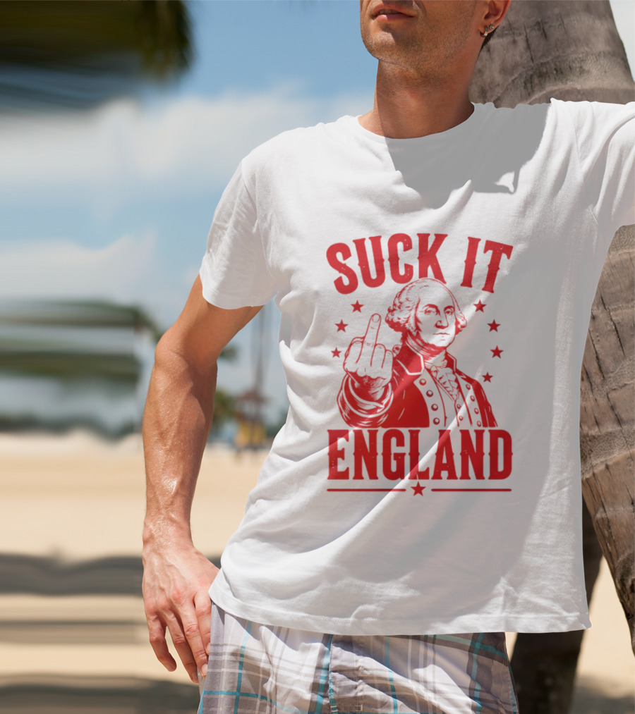 Suck It England George Washington Middle Finger Gesture T-Shirt