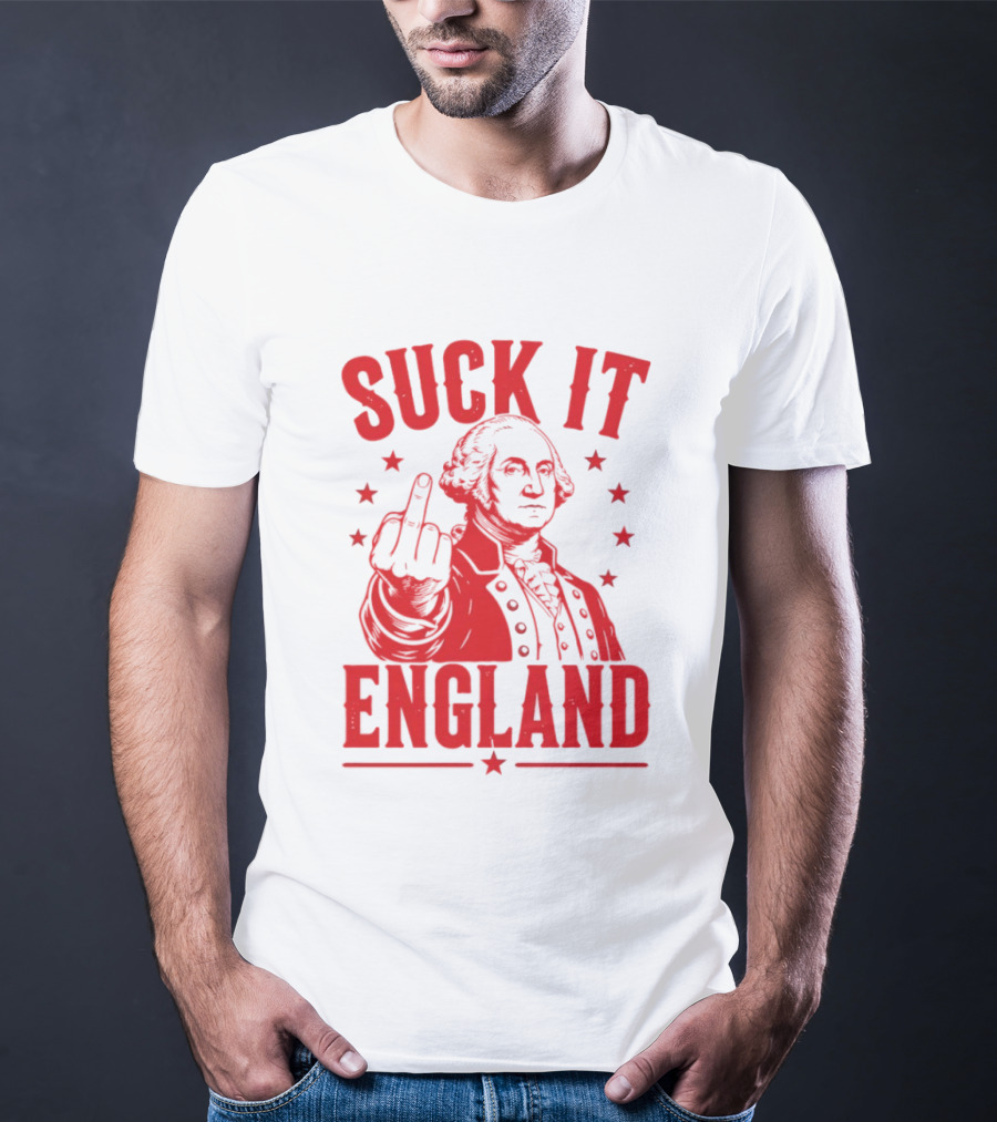 Suck It England George Washington Middle Finger Gesture T-Shirt