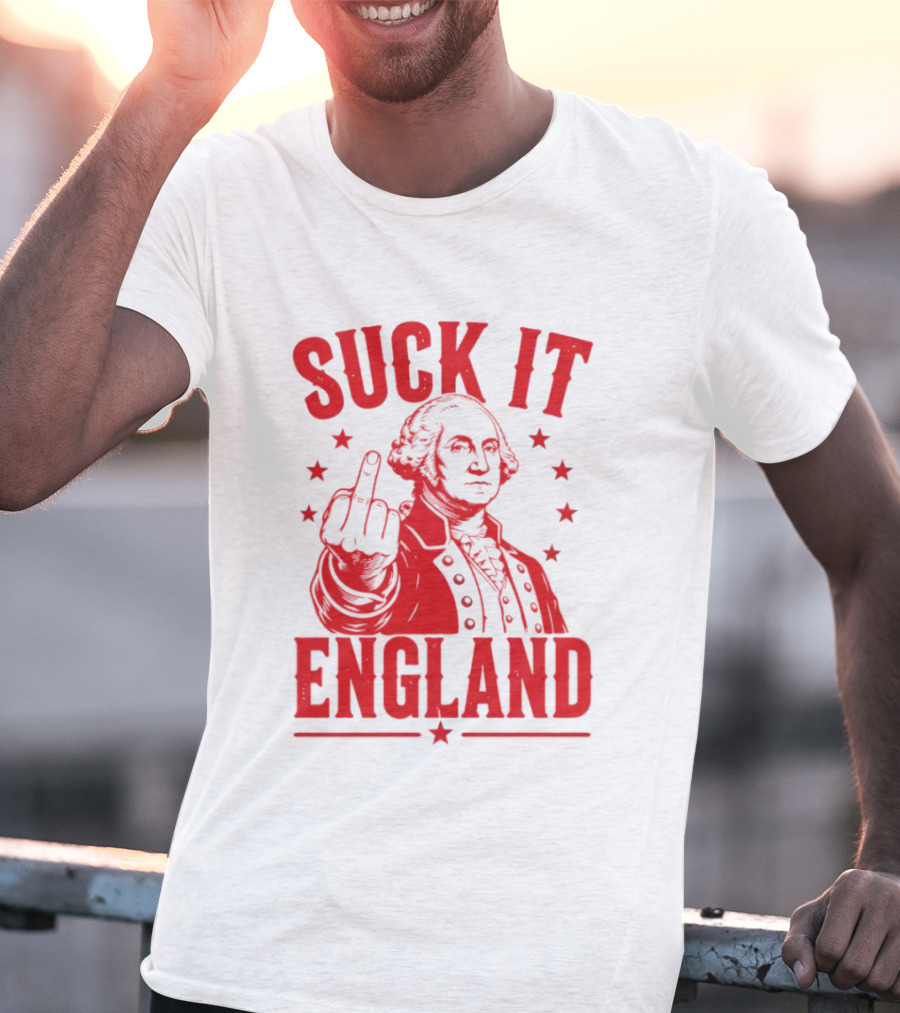 Suck It England George Washington Middle Finger Gesture T-Shirt