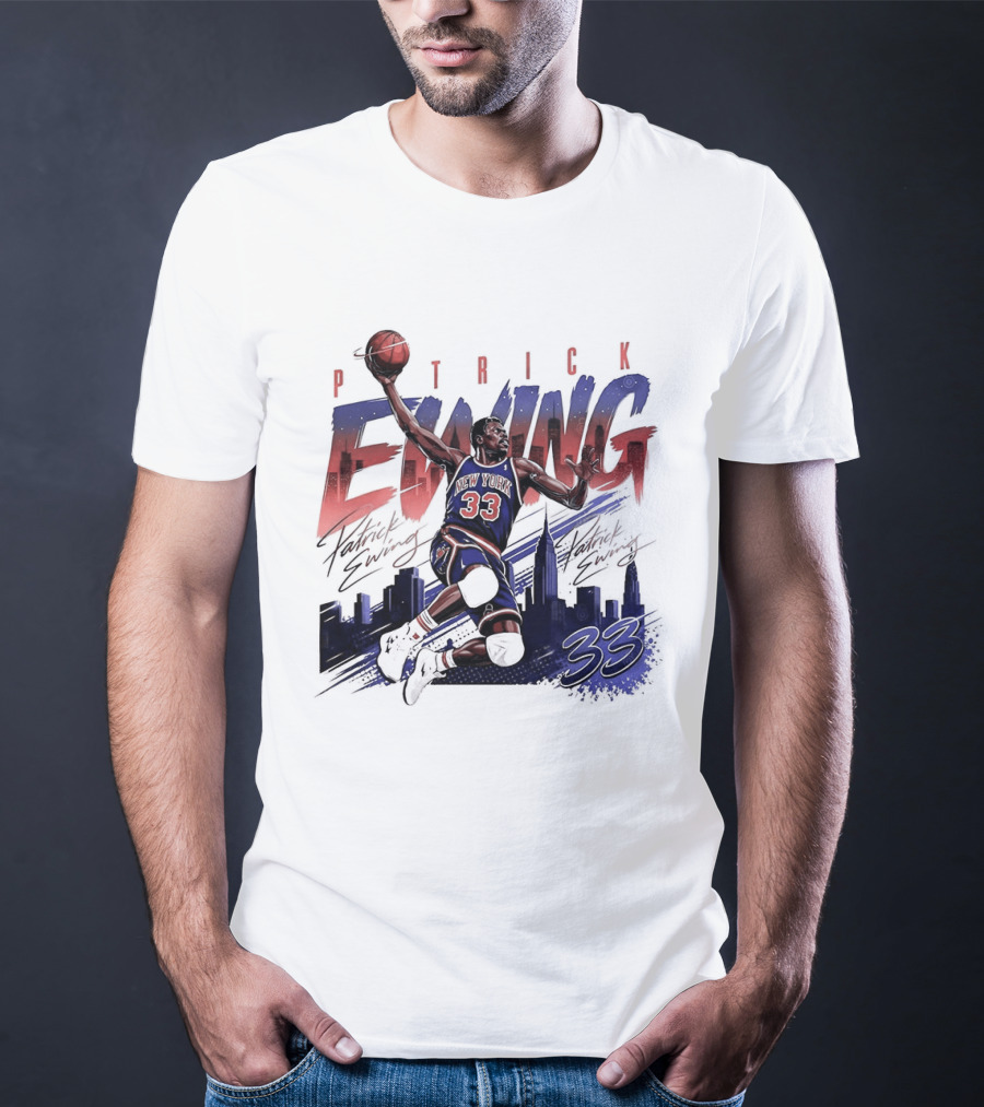 Patrick Ewing New York Knicks Skyline 33 T-Shirt