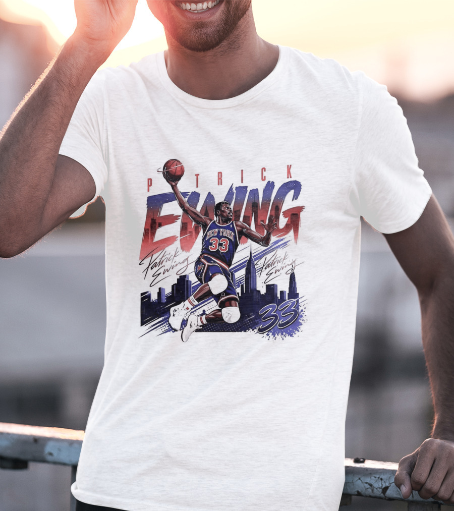 Patrick Ewing New York Knicks Skyline 33 T-Shirt