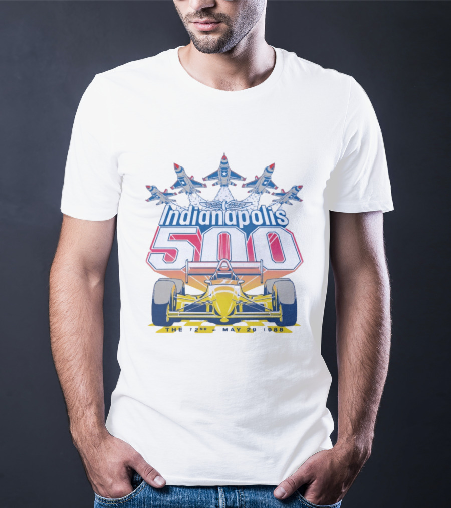 Indianapolis 500 May 29 1988 72nd Race Yellow Racecar And Blue Jets T-Shirt