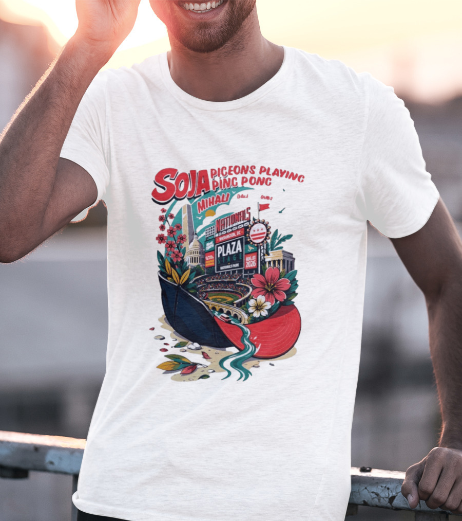 SOJA Pigeons Playing Ping Pong Mihali Nationals Park Plaza Stage DC August 1 2026 T-Shirt
