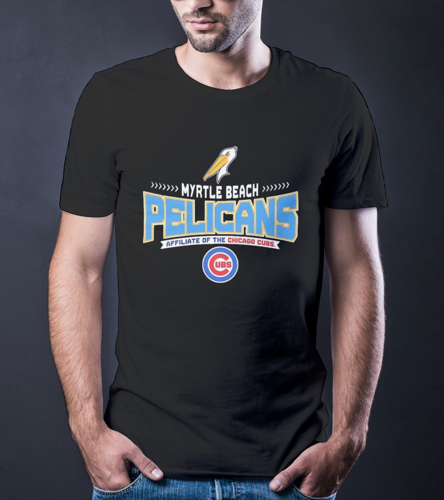 Myrtle Beach Pelicans Affiliate Of The Chicago Cubs Logo Featuring Pelican And Cubs T-Shirt