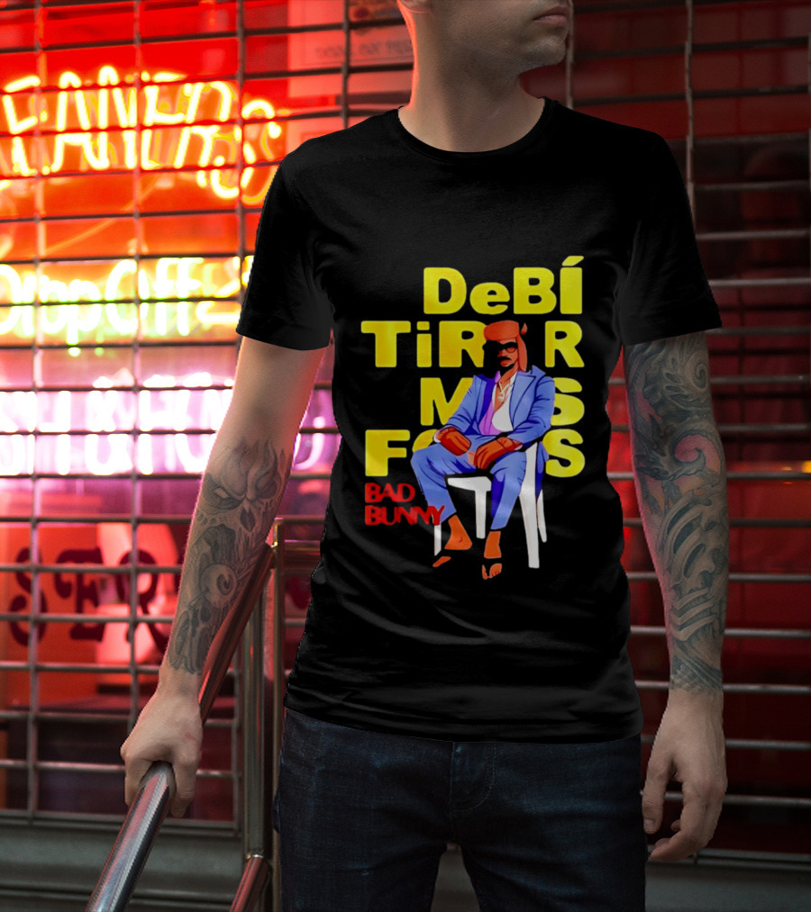 Bad Bunny DeBí Tirar Más Fotos Cartoon Style 2026 World Tour T-Shirt