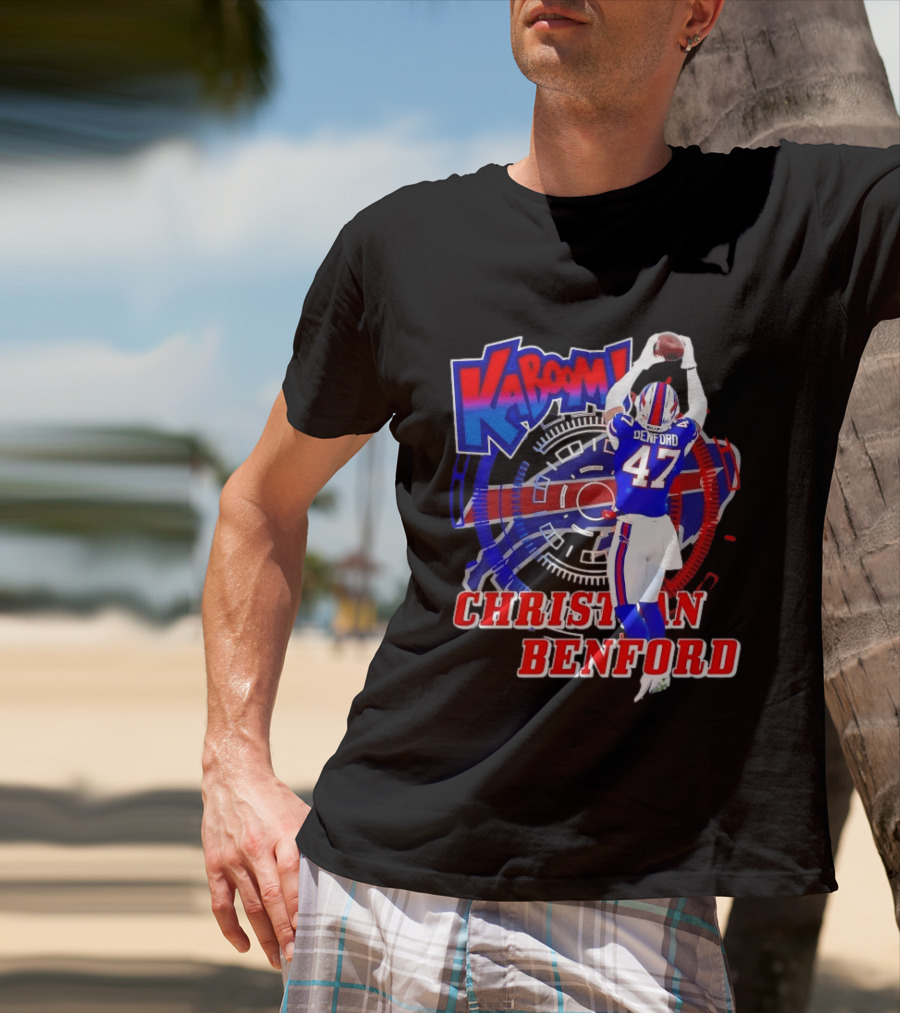 Kaboom Christian Benford 47 Buffalo Bills Football T-Shirt