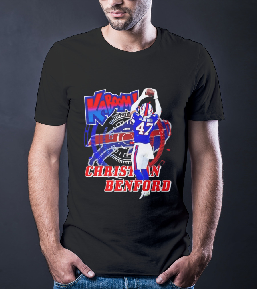 Kaboom Christian Benford 47 Buffalo Bills Football T-Shirt