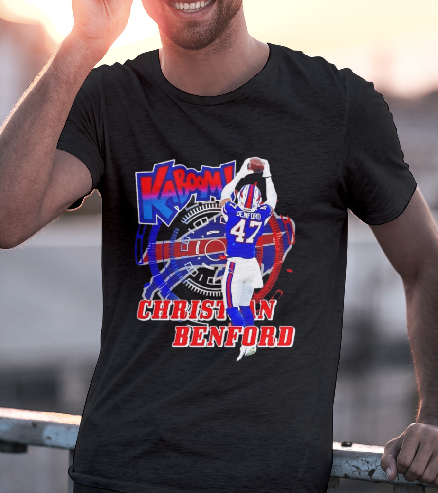 Kaboom Christian Benford 47 Buffalo Bills Football T-Shirt