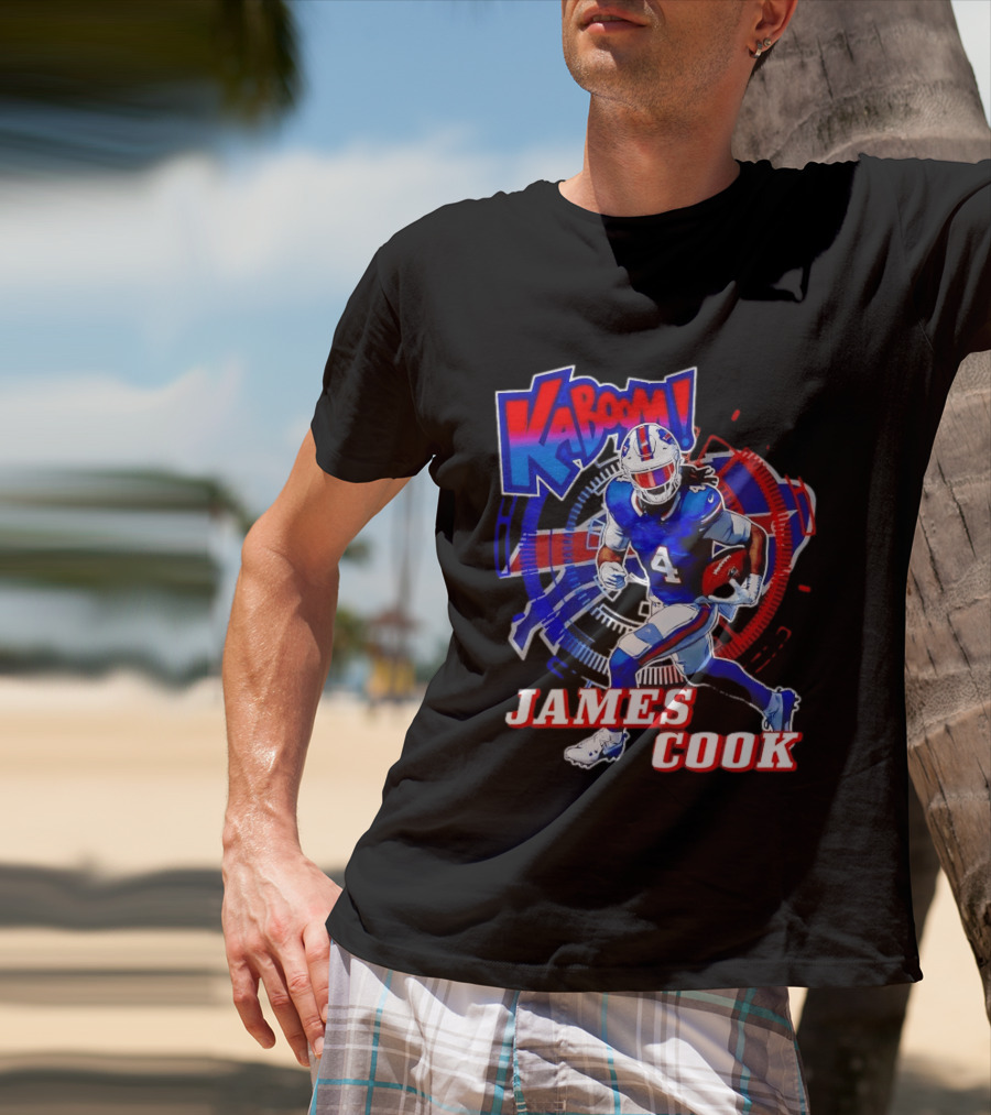 Kaboom James Cook Buffalo Bills Football Action Explosion T-Shirt