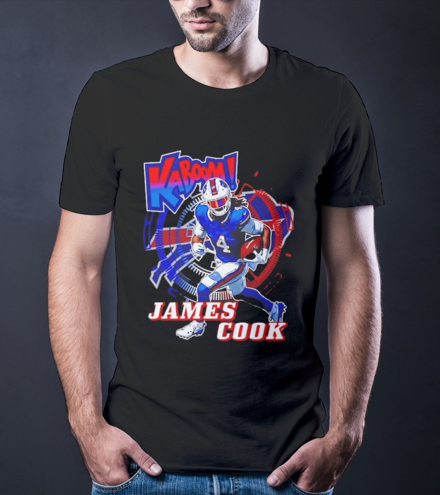 Kaboom James Cook Buffalo Bills Football Action Explosion T-Shirt