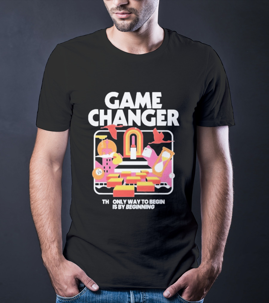 Game Changer The Only Way To Begin Is By Beginning Retro Icons And Symbols Collection T-Shirt